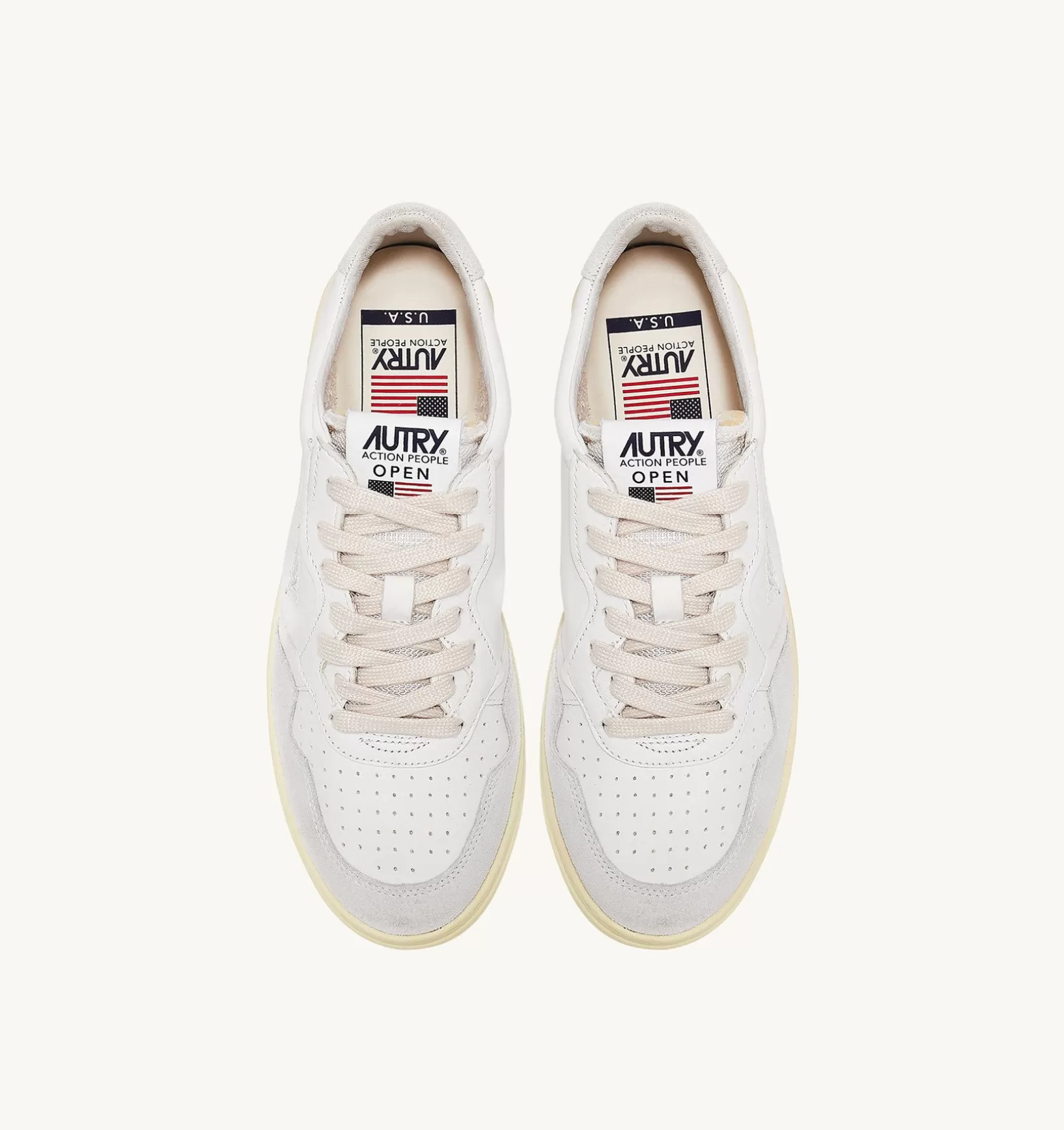 AUTRY Sneakers Open Low In Pelle E Suede Colore Bianco^Donna Open