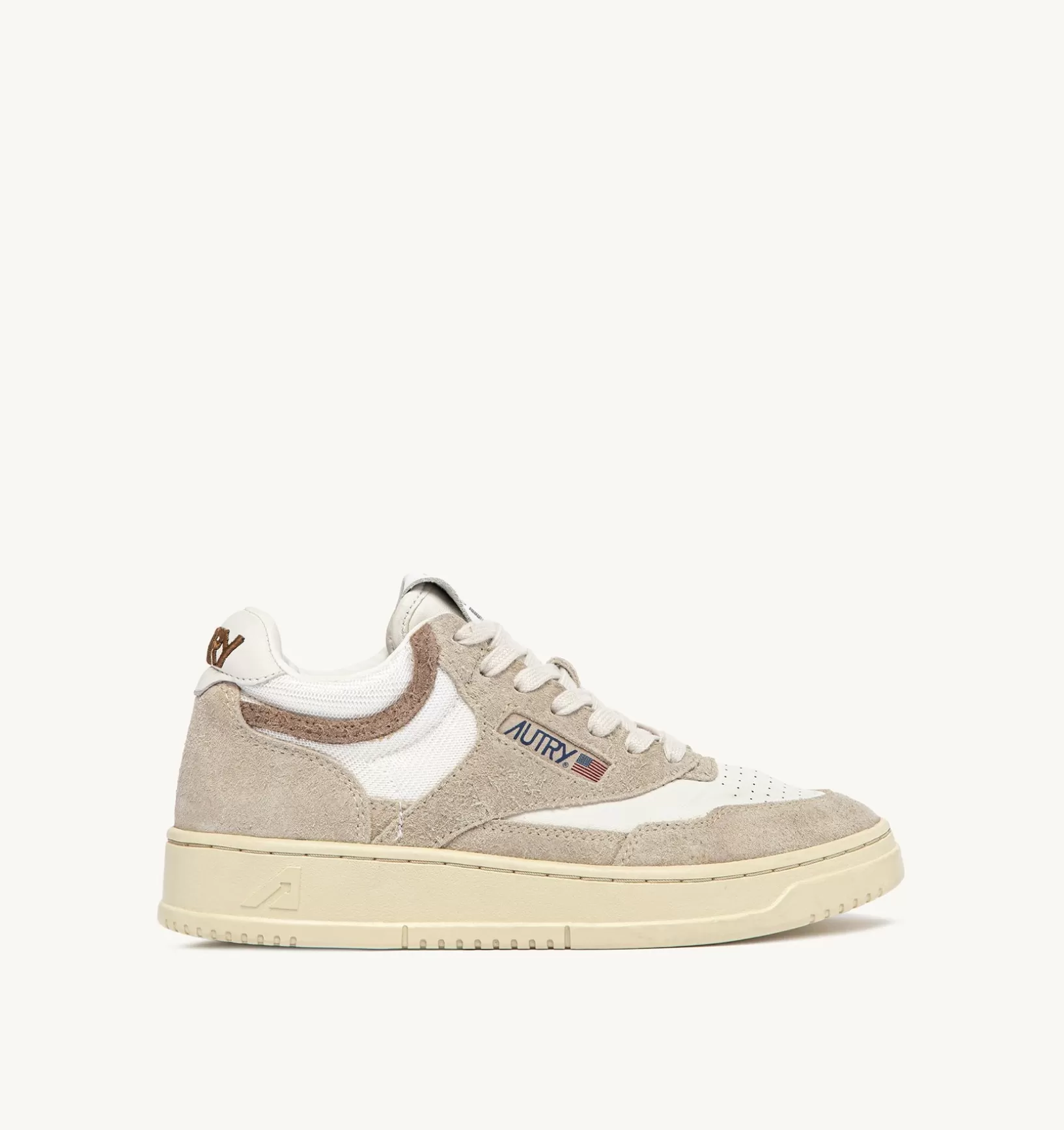 AUTRY Sneakers Open Mid In Pelle Di Capra Mesh E Suede Colore Bianco Ecru E Beige^Donna Open