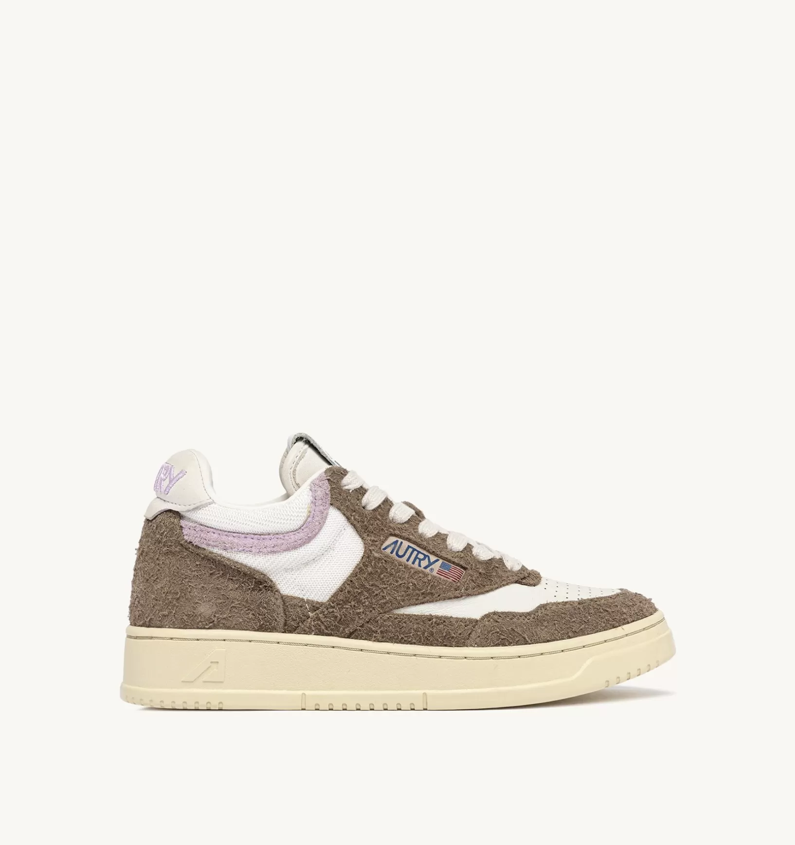 AUTRY Sneakers Open Mid In Pelle Di Capra Mesh E Suede Colore Bianco Mud E Lilla^Donna Open