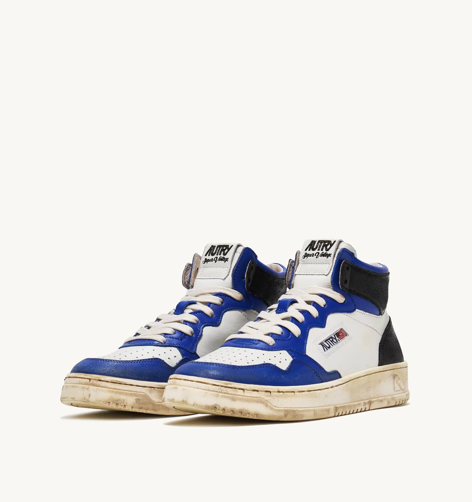 AUTRY Sneakers Super Vintage Mid In Pelle Bianco Blue Nero^Donna Super Vintage